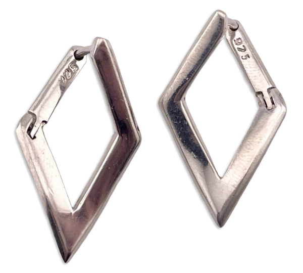 sterling silver stoneless marquee shaped hinge post earrings **AS IS**