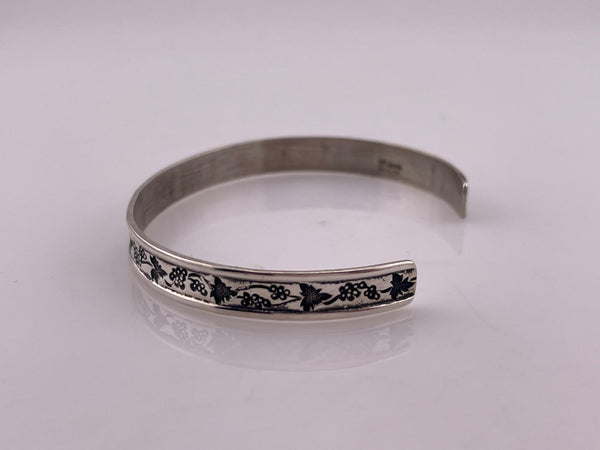 sterling silver Ed Levin grapes & leaves stoneless cuff bracelet
