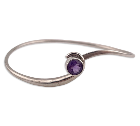 sterling silver Ed Levin faceted amethyst bangle bracelet