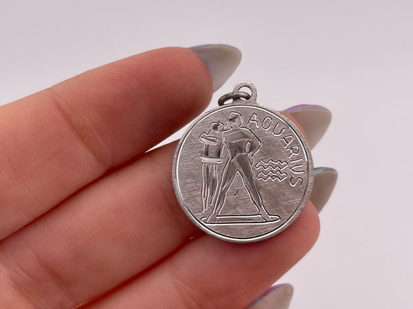 sterling silver Aquarius zodiac sign pendant
