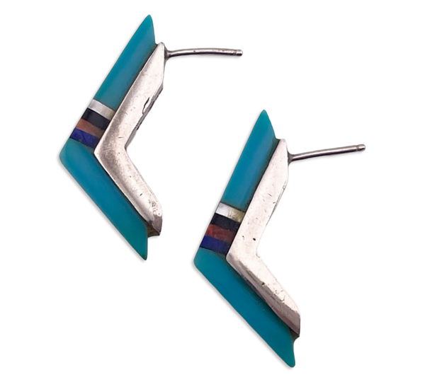 sterling silver turquoise mother of pearl onyx coral lapis post earrings