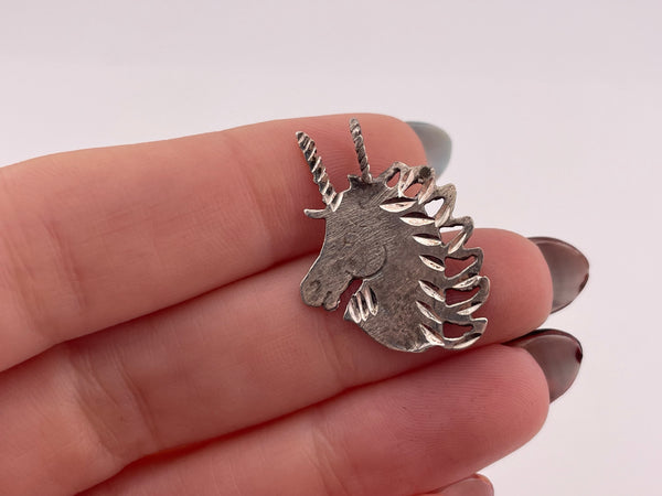 sterling silver unicorn head pendant