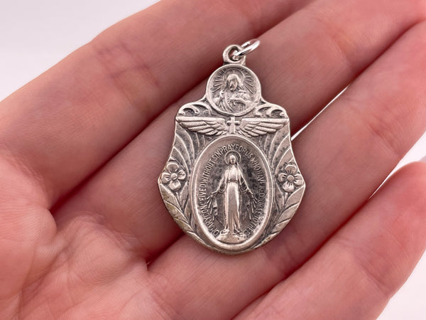 sterling silver religious Mary & Jesus pendant