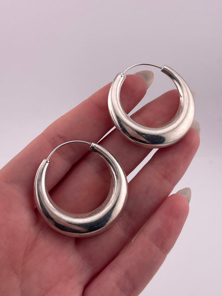 sterling silver 1 3/8" smooth hoop earrings