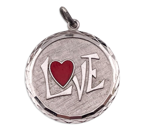 sterling silver rhodium plated "Love" pendant