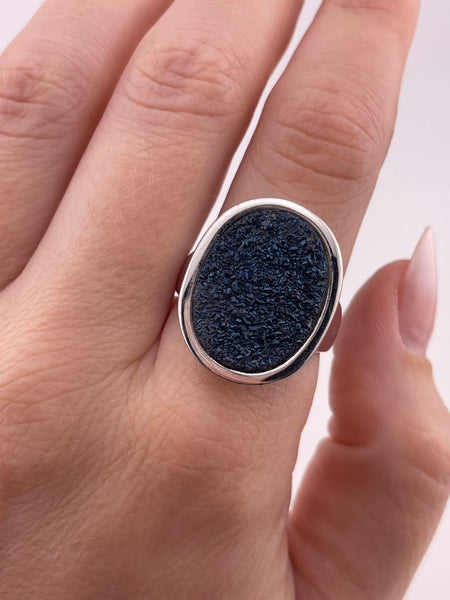 size 10.25 sterling silver blue druzy ring