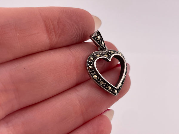 sterling silver marcasite heart pendant