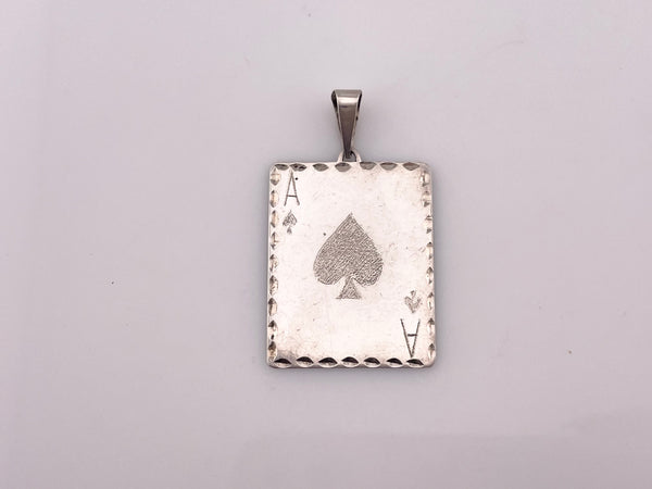 sterling silver large ace of spades card pendant