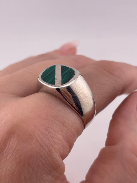 size 10.5 sterling silver malachite ring