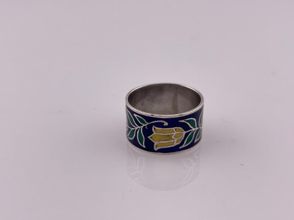 size 5.5 sterling silver resin flower band ring