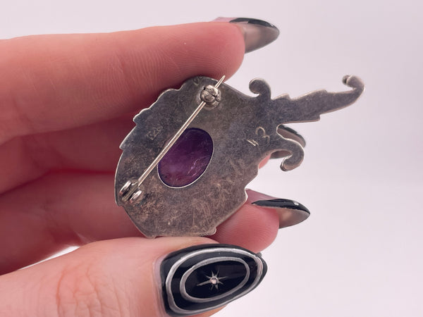 sterling silver amethyst brooch