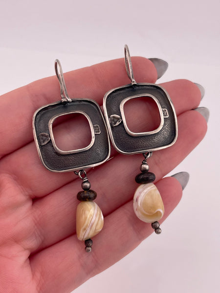 sterling silver Silpada agate textured hook earrings