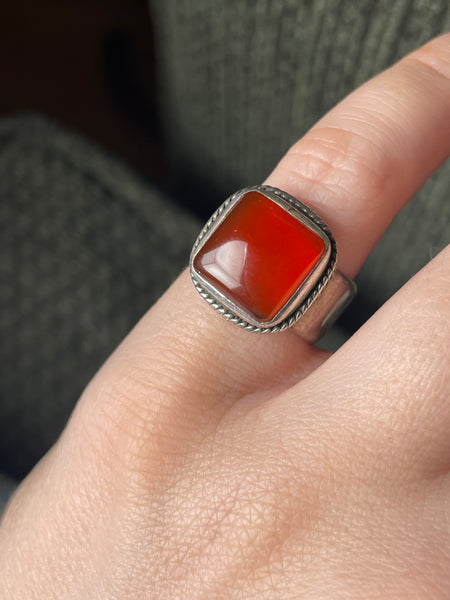 size 5.25 sterling silver carnelian ring