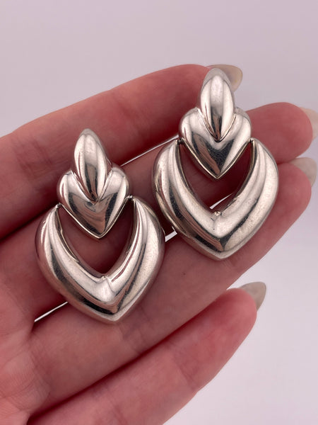 sterling silver stoneless puffy door-knocker post earrings