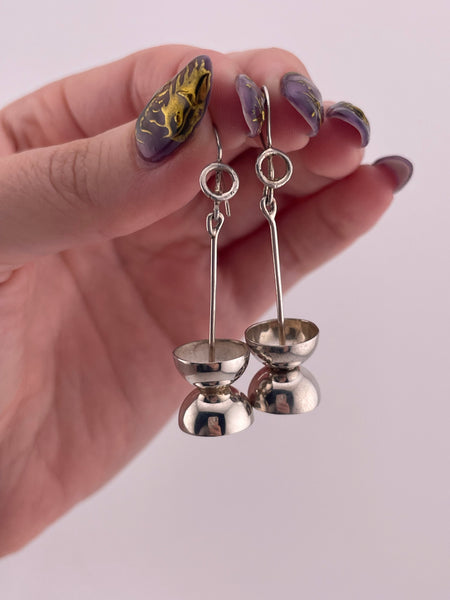 sterling silver Mexican modern stoneless abstract dangle earrings