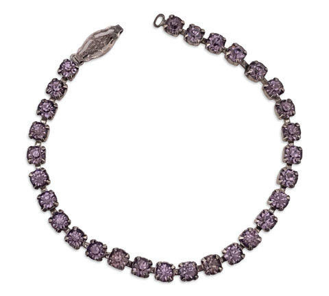 sterling silver 6-3/4" faceted purple glass bracelet