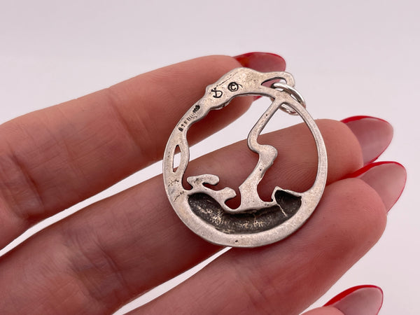 sterling silver cat and mouse pendant