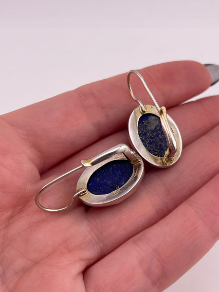 sterling silver lapis lever-back hook earrings