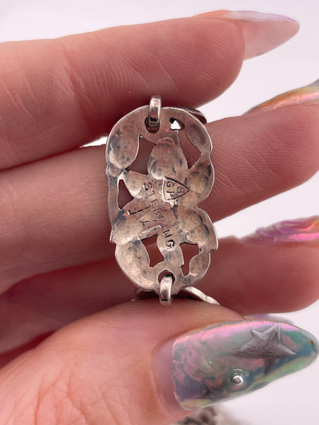 sterling silver 19-1/2" artisan flower necklace