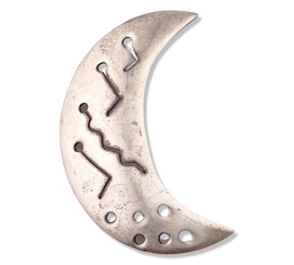 sterling silver crescent moon cut-out design brooch pin