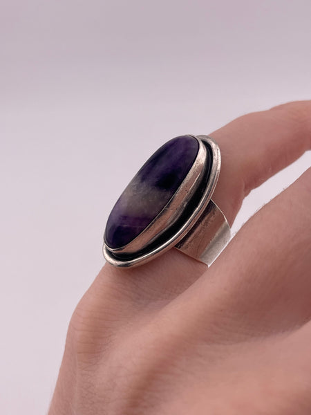 size 4.5 sterling silver Erik Granit amethyst modernist artisan ring