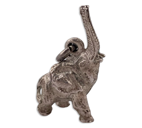 sterling silver 3D elephant trunk up pendant