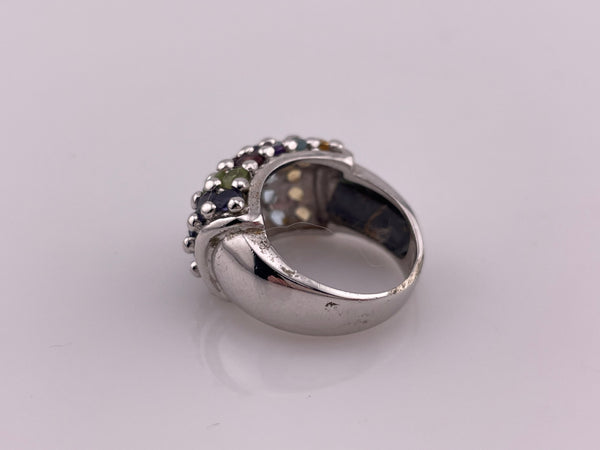 size 6 sterling silver faceted multi-gemstone ring