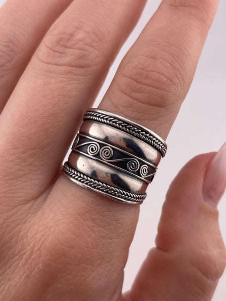 size 9 sterling silver wide band ring