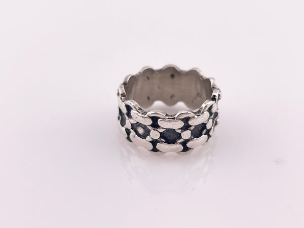 size 6 sterling silver Mexican chain band ring