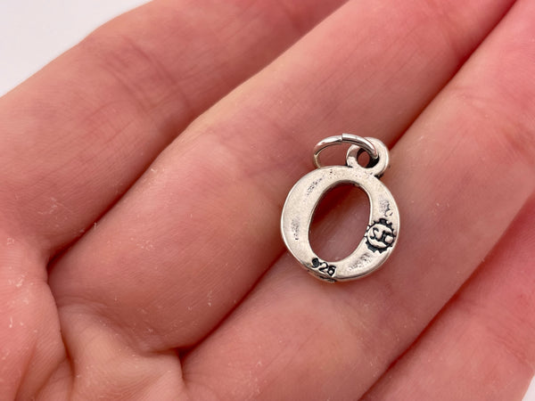 sterling silver 'O' letter initial pendant