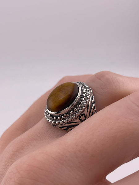 size 5.75 sterling silver tiger eye star ring
