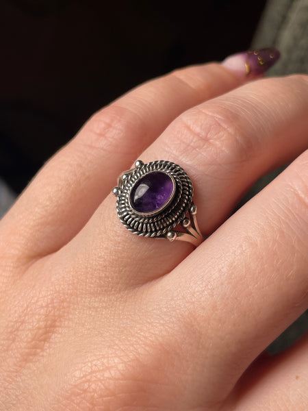 size 7.25 sterling silver amethyst ring