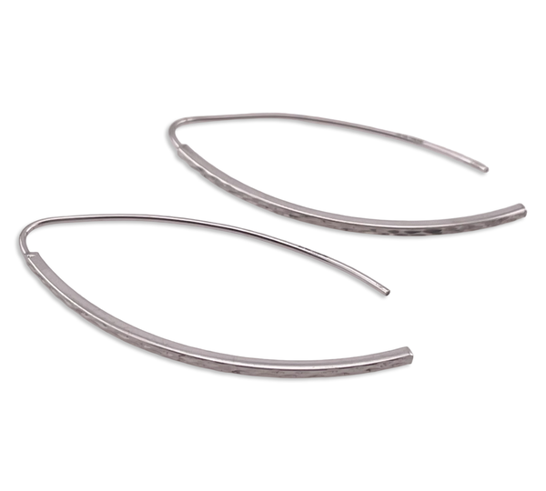sterling silver stoneless diamond cut bar threader dangle earrings