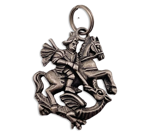 835 silver St. George horse dragon pendant