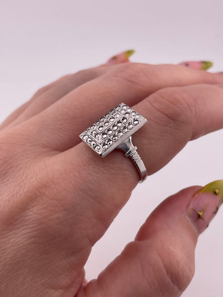 size 7.5 sterling silver rhodium plated marcasite ring