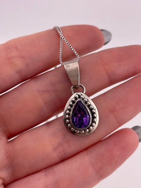 sterling silver 18" faceted amethyst necklace