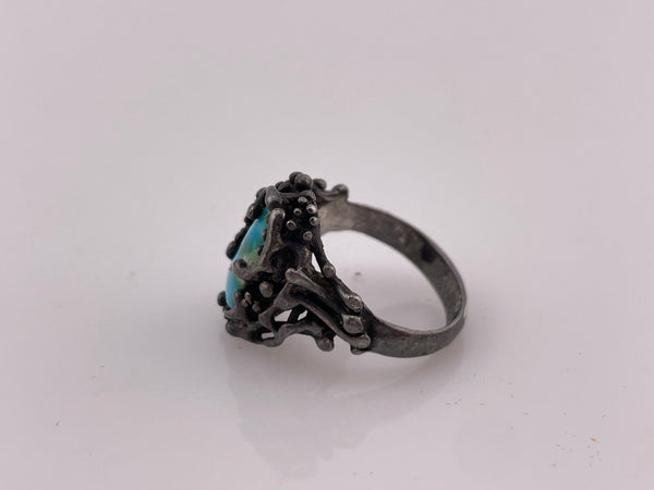 size 4.75 sterling silver brutalist turquoise ring ***AS IS***