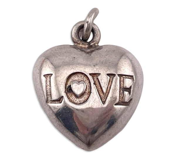 sterling silver "Love" puffy heart pendant