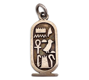 sterling silver gold wash Egyptian cartouche pendant
