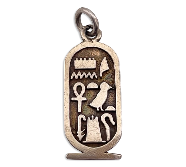 sterling silver gold wash Egyptian cartouche pendant