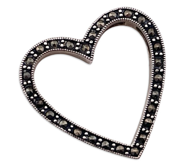 sterling silver marcasite heart pendant