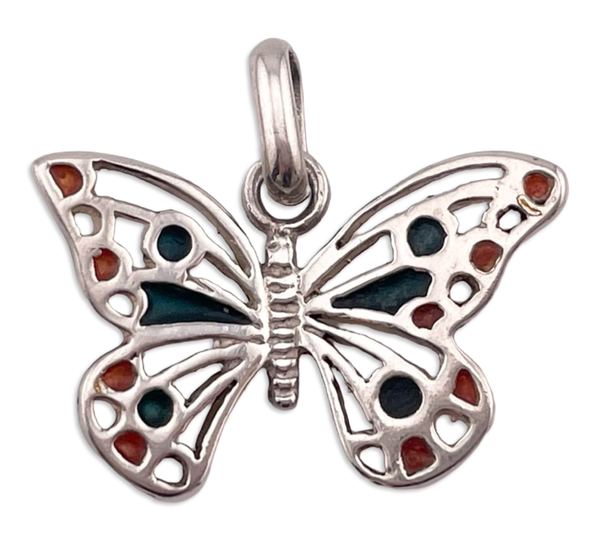 sterling silver resin butterfly pendant
