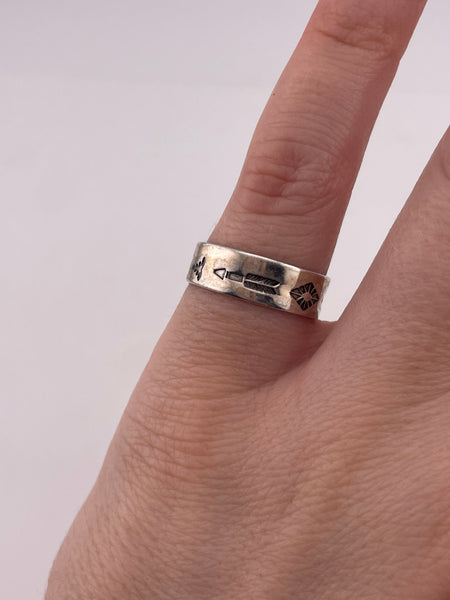 size 6 sterling silver rhodium plated Bell Trading Post stamped band ring