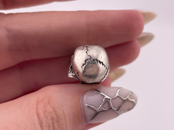 sterling silver 3D solid skull pendant