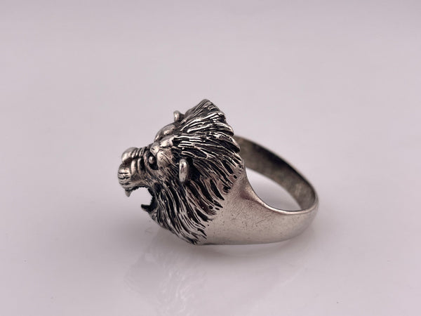 size 14 sterling silver chunky lion ring