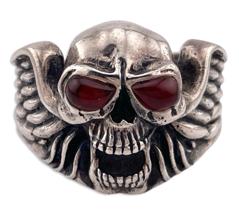 size 12 sterling silver chunky skull wing ring