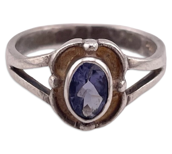 size 5 sterling silver faceted iolite ring