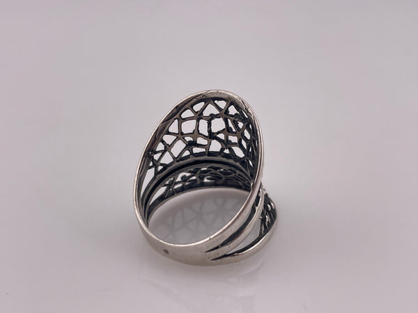 size 7 sterling silver modernist stones dot webbing ring