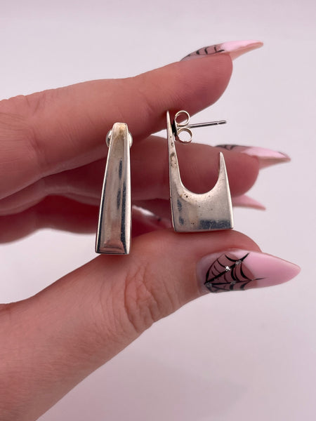 sterling silver Espo chunky stoneless J shaped post earrings