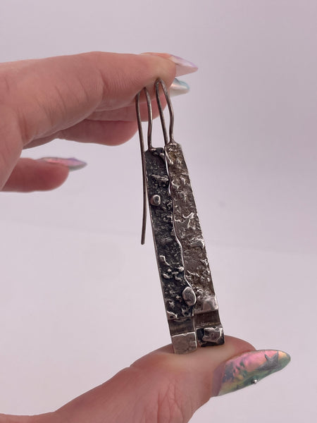 sterling silver stoneless brutalist hook earrings